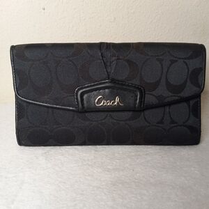 Y2k Coach Black Trifold Signature Wallet